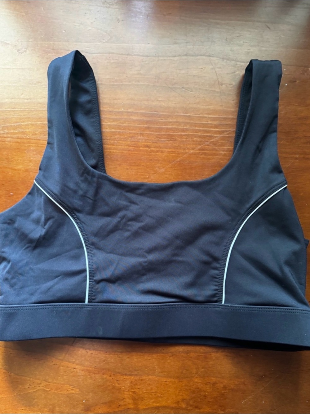 Fabletics Black Scoop-Neck Sports Bra with Contrast Piping